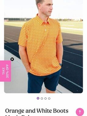 Men's Orange cowboy boot Short-Sleeve Polo